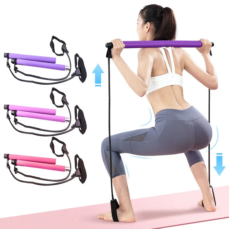 Portable Fitness Yoga Pilates Bar with Resistance Bands