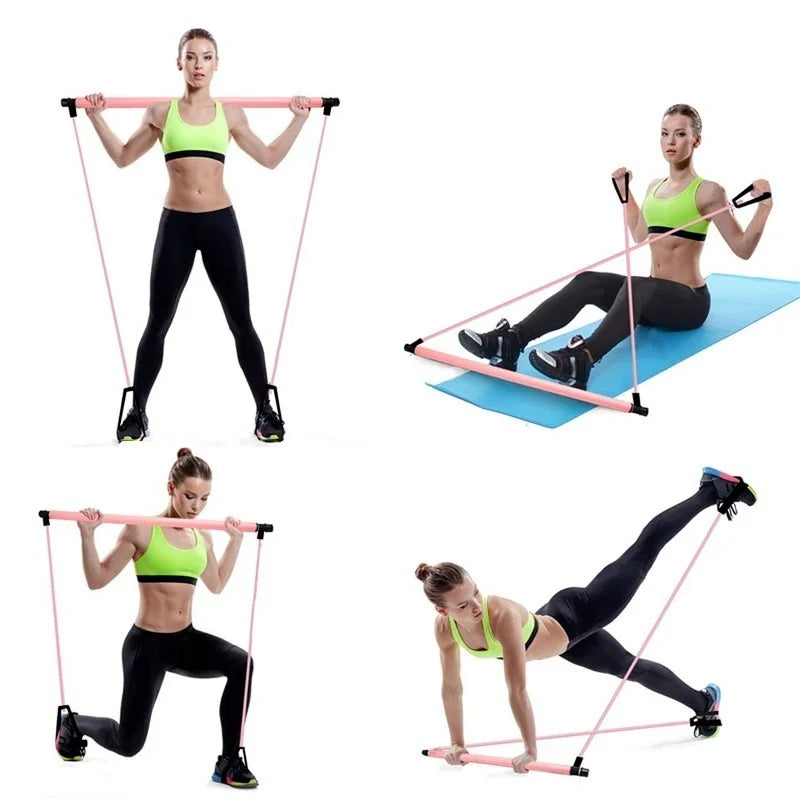 Portable Fitness Yoga Pilates Bar with Resistance Bands