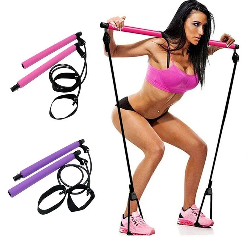 Portable Fitness Yoga Pilates Bar with Resistance Bands